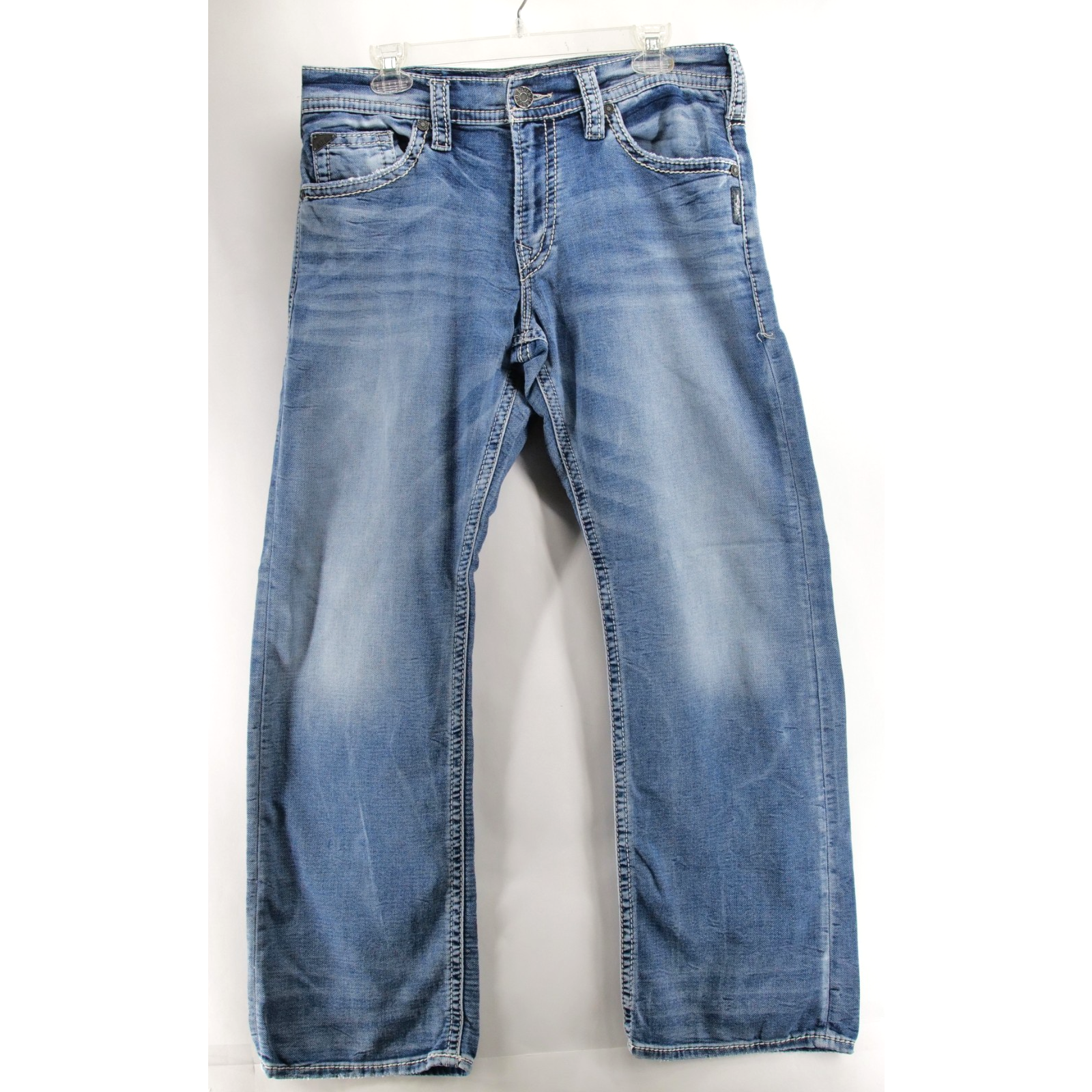 Silver Zac Men's Light Blue Stone Wash Jeans Straight Leg Tag Size 34wx32l
